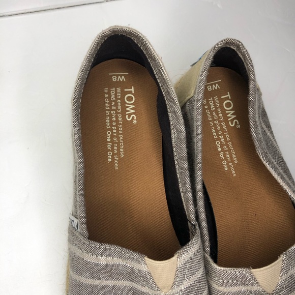 Toms Alpargata grey and white strip Canvas Size 8 - Picture 6 of 14